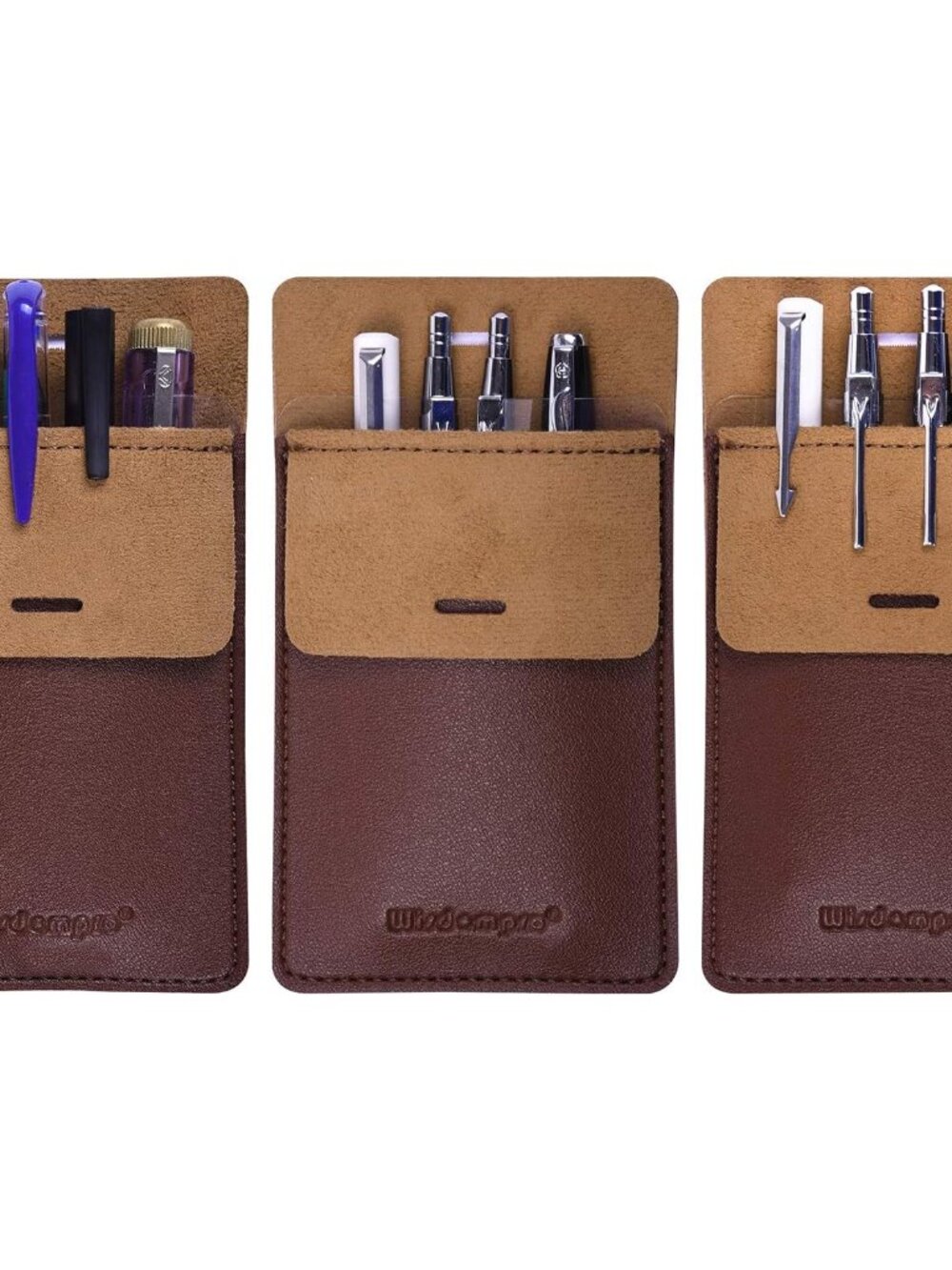 Pocket Protector, 3 Pack PU Leather Heavy Duty Pen Holder Pouch
